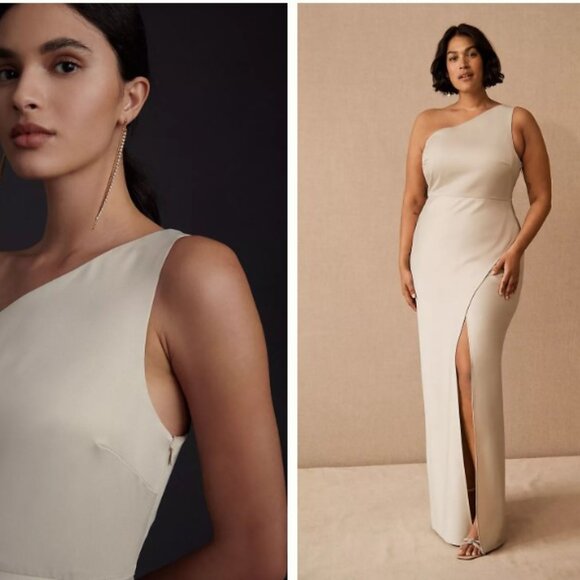 BHLDN Dylan One-Shoulder Satin Side-Slit Gown - Picture 5 of 6